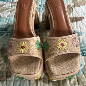 ASOS Beige Floral Platform Sandals